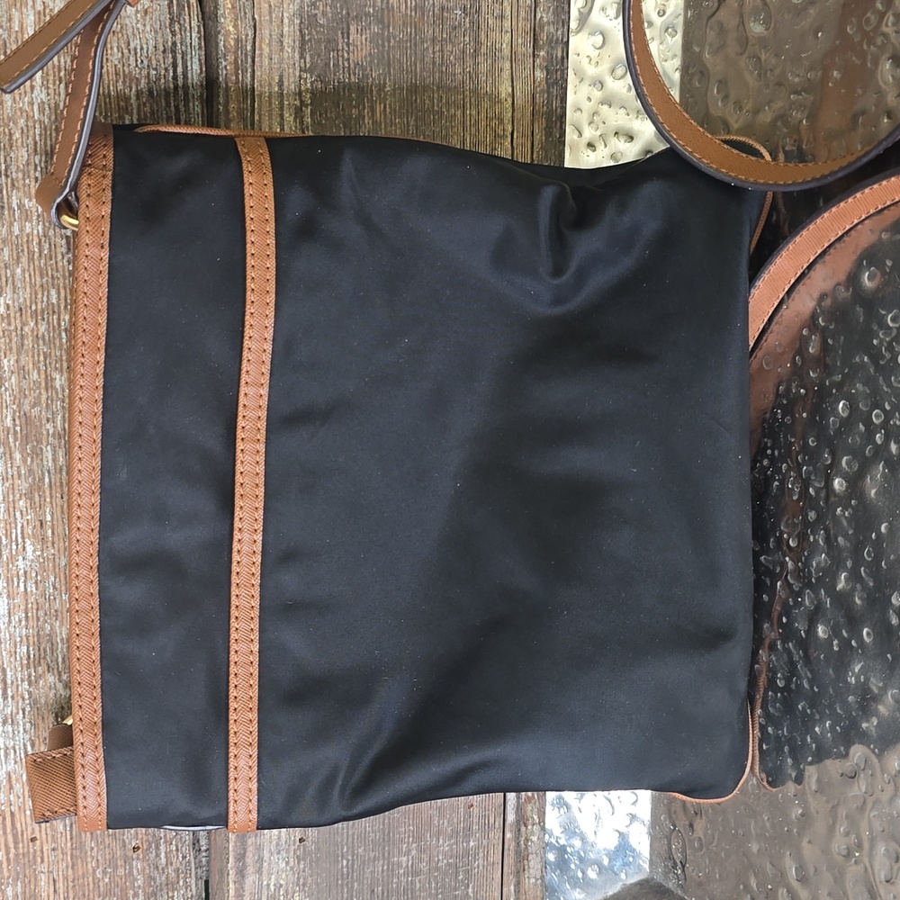 Michael Kors Black Nylon Crossbody with Brown Leather Trim - Picture 3 of 5